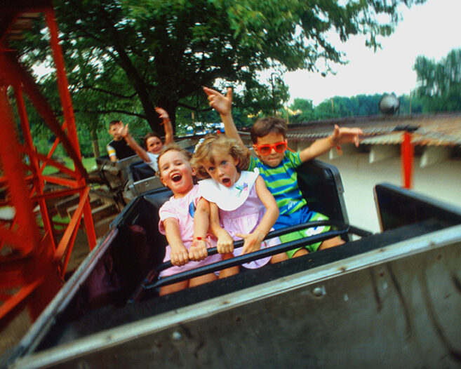 Children on rollercoaster at Camden Park in Huntington West Virginia